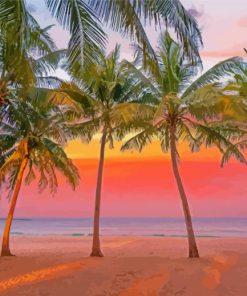 Palms Trees Aruba Beach At Sunset Paint By Numbers