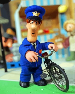 Postman Pat With Bicycle Paint By Numbers