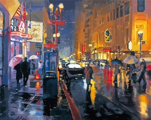 Rainy City At Night Paint By Numbers