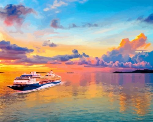 Royal Caribbean Ship Sunset Scene Paint By Numbers