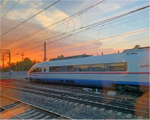 Sapsan Train With Sunset Paint By Numbers