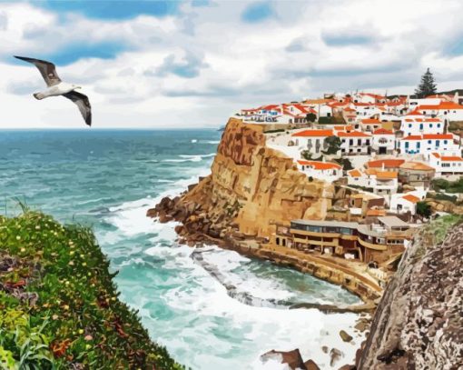 Seagull Flying Over Azenhas Do Mar Paint By Numbers