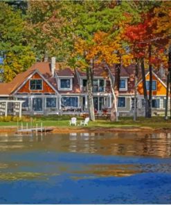 Sebago Lake Maine Houses Paint By Numbers