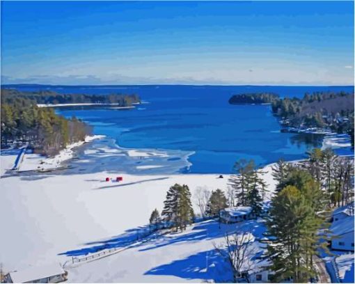 Sebago Lake Maine Winter Paint By Numbers