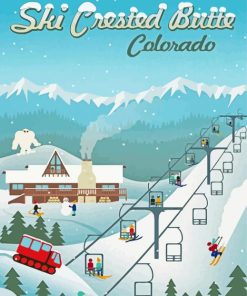 Ski Crested Butte Colorado Poster Paint By Numbers