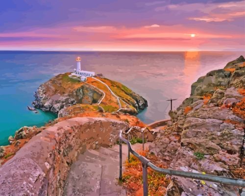 South Stack Island At Sunset Paint By Numbers