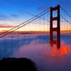 Sundown Golden Gate Bridge In Fog Paint By Numbers