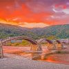 Sunset At Kintai Bridge Japan Paint By Numbers