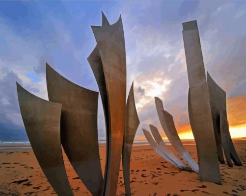 Sunset Omaha Beach The Braves Sculpture Paint By Numbers