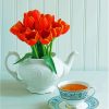 Teapot With Orange Flowers Paint By Numbers