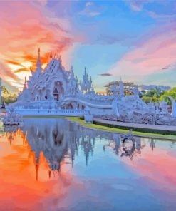 Thailand Chiang Rai White Temple At Sunset Paint By Numbers