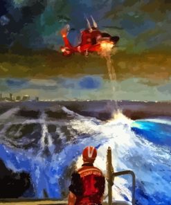 United States Coast Guard Helicopter And Boat Art Paint By Numbers