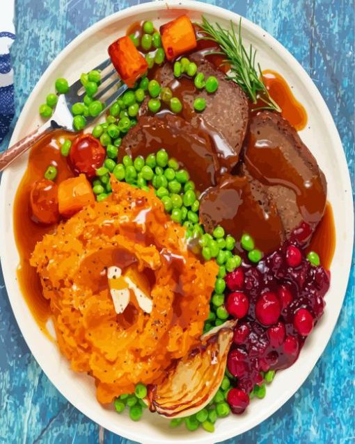 Vegan Roast Dinner Paint By Numbers