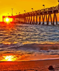 Venice Florida Fishing Pier Sunset Paint By Numbers