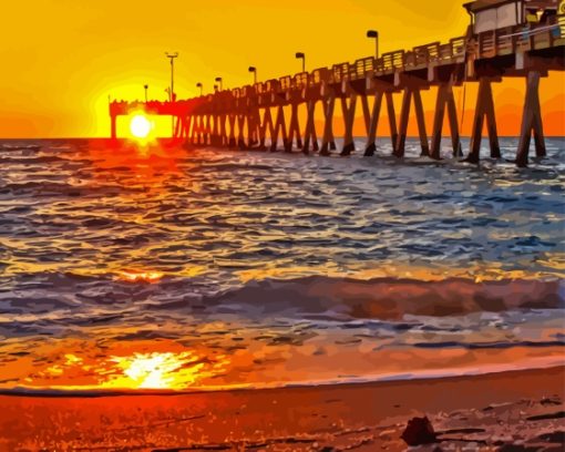 Venice Florida Fishing Pier Sunset Paint By Numbers