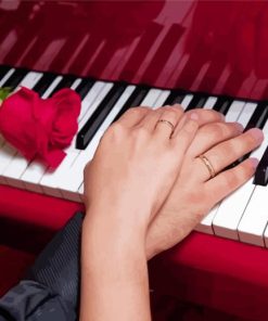 Wedding Piano And Red Flower Paint By Numbers