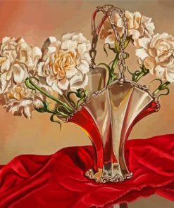 White Blooming Carnations Vase Paint By Numbers