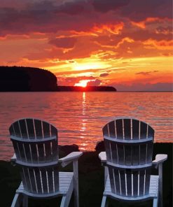 White Chairs Muskoka At Sunset Paint By Numbers