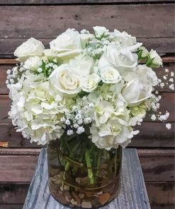 White Hydrangeas And Roses Paint By Numbers