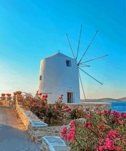 Windmill In Paros Greece Paint By Numbers