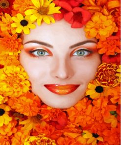 Women In Orange Flowers Paint By Numbers