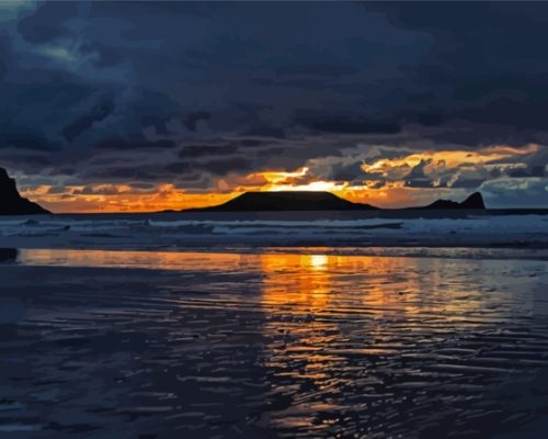 Worms Head Beach At Sunrise Paint By Numbers