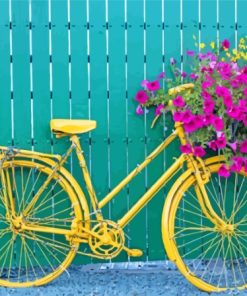 Yellow Bike And Flowers Paint By Numbers