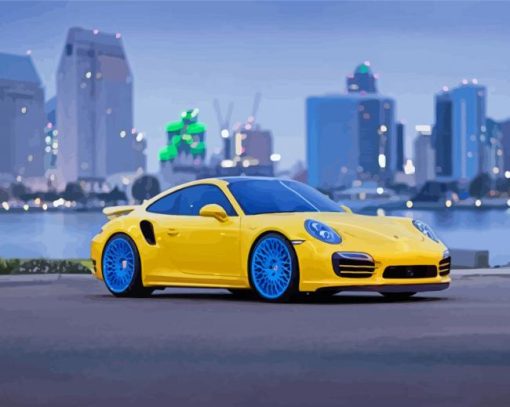 Yellow Porsche Paint By Numbers