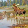 Abstract Moose In River Paint By Numbers