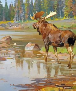 Abstract Moose In River Paint By Numbers