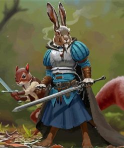 Aesthetic Rabbit And Squirrel Knight Paint By Numbers