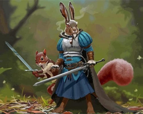 Aesthetic Rabbit And Squirrel Knight Paint By Numbers