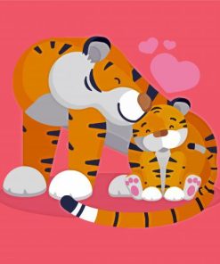 Cartoon Mama Tiger And Baby Paint By Numbers