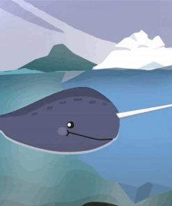 Cartoon Narwhal Underwater Paint By Numbers