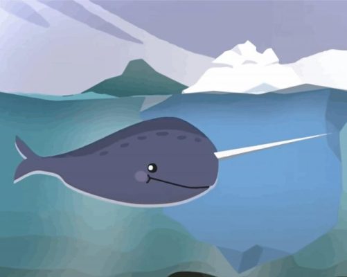 Cartoon Narwhal Underwater Paint By Numbers