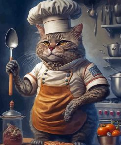 Chef Cat Cooking Paint By Numbers