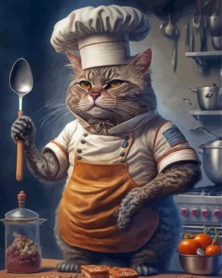 Chef Cat Cooking Paint By Numbers