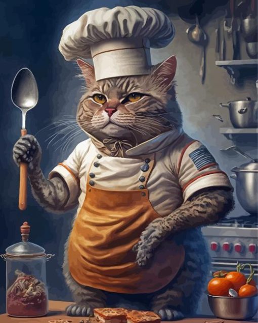 Chef Cat Cooking Paint By Numbers