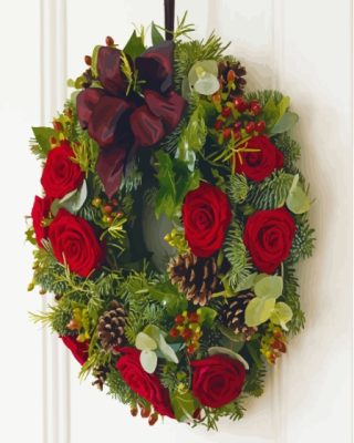 Christmas Roses Wreath Paint By Numbers