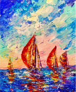 Colorful Sailboats Abstract Paint By Numbers