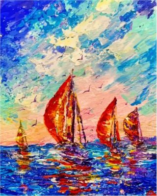 Colorful Sailboats Abstract Paint By Numbers