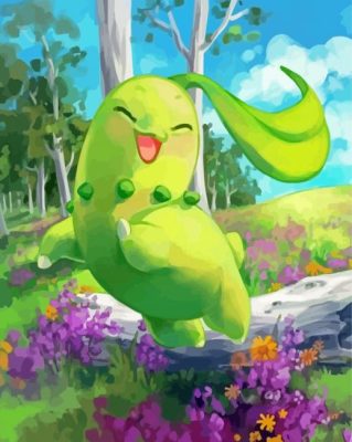 Cool Chikorita Paint By Numbers