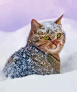 Cute Kitten Animals In Snow Paint By Numbers