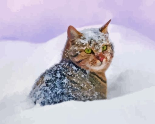 Cute Kitten Animals In Snow Paint By Numbers