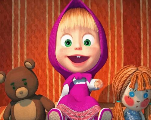 Cute Masha And The Bear Paint By Numbers