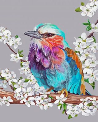 Floral Lilac Breasted Roller Paint By Numbers