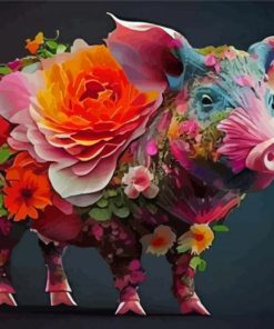 Floral Pig Paint By Numbers