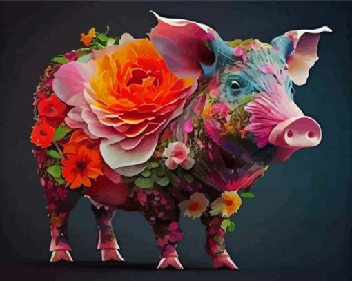 Floral Pig Paint By Numbers