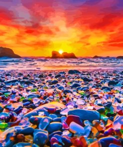 Glass Beach Usa Sunset Paint By Numbers