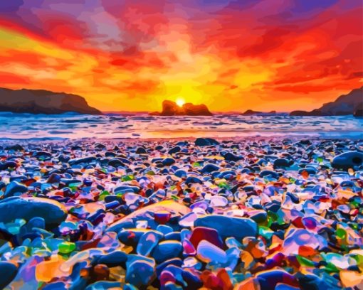 Glass Beach Usa Sunset Paint By Numbers